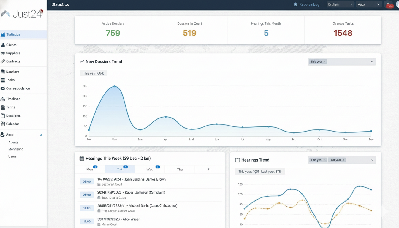 Just24 Dashboard - Case Statistics