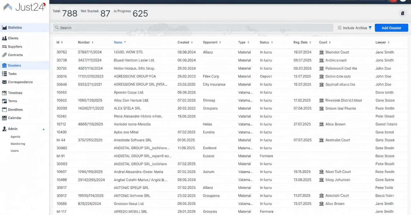 Just24 Dashboard - Dossier Management